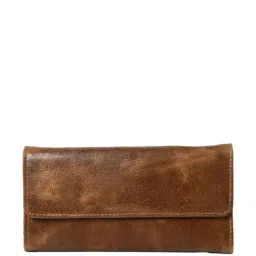 MaheTri Brown Casual Leather Tri-Fold Wallet for Women-image-97