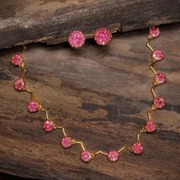 Zaveri Pearls Ruby Pink Color Stones Studded Necklace & Earring Set-ZPFK8979-image-70