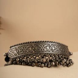 Curio Cottage Gripping Ghungroo Oxidised Collar Necklace-image-27