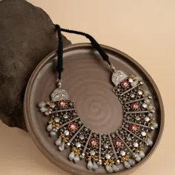 Curio Cottage Gypsy Shades of Grey Oxidised Necklace-picture-13