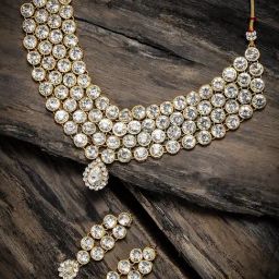 Zaveri Pearls Gold Tone Ethnic Stones Studded Necklace & Earring Set-ZPFK8877-29
