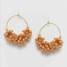 Sohi Gold-Plated Orange Pearl-Beaded Earrings-38