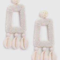 Sohi Off White Geometric Studs Earrings-1