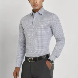Allen Solly Grey Cotton Regular Fit Checks Shirt-image-103