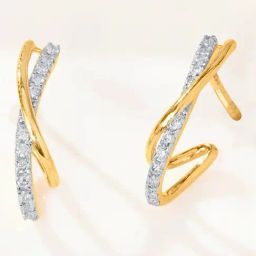 P.N.Gadgil Jewellers 14KT Yellow Gold and Diamond Hoop Earring for Women-picture-16