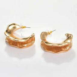 Sohi Gold-Toned Contemporary Half Hoop Earrings-32
