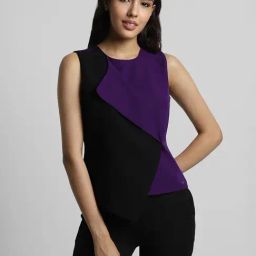 Allen Solly Purple & Black Color-Block Top-image-48