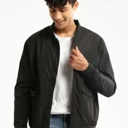 SHOWOFF Black Slim Fit Bomber Jacket-image-3