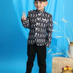 VASTRAMAY Boys Black Printed Full Sleeves Jodhpuri-image-36