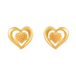 Muthoot Pappachan Swarnavarsham 22Kt Double Heart Earrings-21