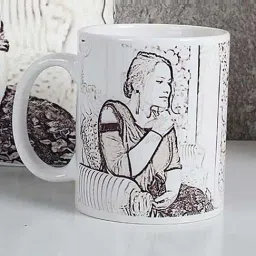 FNP White & Black Ceramic Personalized Sketch Mug (325ml)-image-52