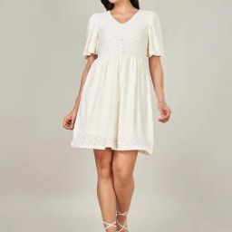 Honey by Pantaloons White Solid A Line Dress-picture-15