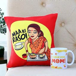 FNP Multicolor Ceramic I Love You Mom Cushion & Mug Combo (325ml) - Set of 2-15