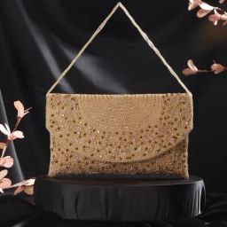 Aatmana Golden Embellished Medium Clutch-image-2