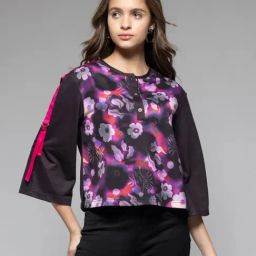 SHAYE Black Polyester Regular fit Print Tops-picture-11