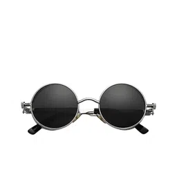 SPADEACES Unisex Black Lens & Silver-Toned Round Sunglasses With UV Protected Lens-picture-35