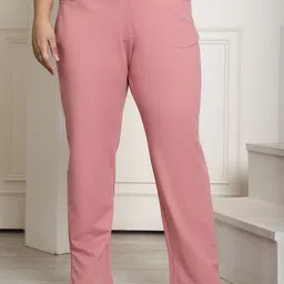 theRebelinme Plus Size Women Relaxed High-Rise Easy Wash Straight Fit Trousers-image-35