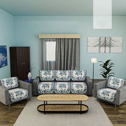 Myntra Elegant Homes Blue & White Cotton Sofa Cover-picture-21