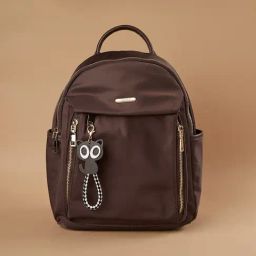 Ginger by Lifestyle Brown Solid Backpack-image-7