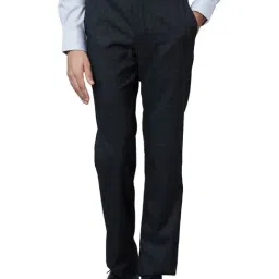 Park Avenue Black Regular Fit Checks Trousers-image-77