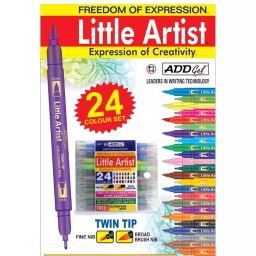 Add Gel 24 Shade Softline Little Artist Colouring Pen Assorted Twin Tip Brush (Set of 24)-image-32