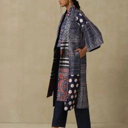 aarke Ritu Kumar Navy & White Printed Long Tailored Jacket image 3