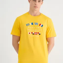 Gant Mens Yellow Round Neck Short Sleeve Typography T-Shirt-picture-42