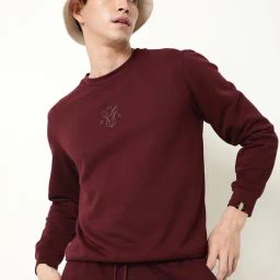 Rare Rabbit Maroon Regular Fit Solid Sweatshirt-45