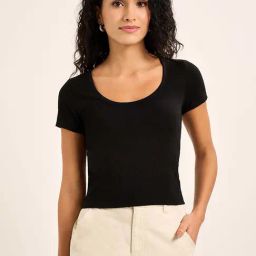 People by Pantaloons Black Plain Top-image-28