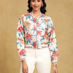 Label Ritu Kumar White Floral Print Jacket-image-52