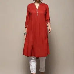 Biba Rust Straight Kurta-image-5