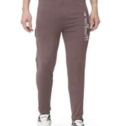 Bullmer Brown Cotton Slim Fit Printed Sports Trackpants-picture-3