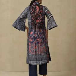aarke Ritu Kumar Navy & White Printed Long Tailored Jacket image 2