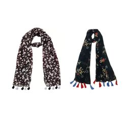 StoleVilla Multicoloured Floral Chiffon Stoles-image-93