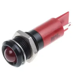 RS PRO Red Panel Mount Indicator 2V DC, Mounting Hole Size 14 mm, Termination Type Solder Tab, Model No 204013-13