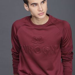 WROGN Men Maroon Solid Sweatshirt-image-53