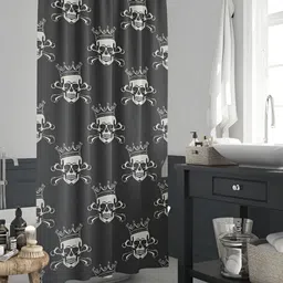ArtzFolio Black & Off-White Printed Waterproof Shower Curtains-18