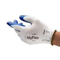 Ansell HyFlex 11-900 Blue Nylon Oil Resistant Gloves Size 8 Nitrile Coating, 11900080-picture-1