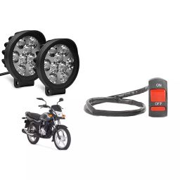 Cartronics 9 Round Cap LED Fog Light With On/Off Switch for Bajaj Platina Comfertec (Set of 2 Pcs)-31