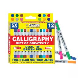 Add Gel 12 Shades Calligraphy Colouring Pen Assorted Twin Tip Brush (Set of 12)-image-4