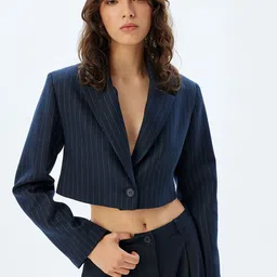 Koton Women Striped Longline Tailored Jacket-picture-29