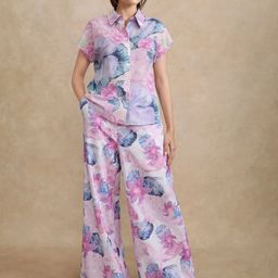 RAREISM PredinB Women Floral Printed Tailored Slim Fit High-Rise Wide Leg Trousers-image-65