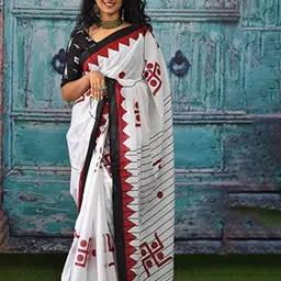 HERE&NOW Ethnic Motifs Printed Pure Cotton Bagru Saree-picture-14