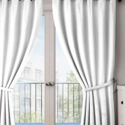 Swayam White Paisley Faux Silk Door Curtains - Set of 2-75