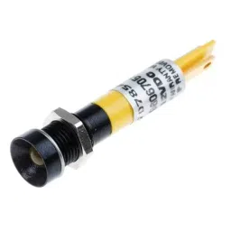 RS PRO Yellow Panel Mount Indicator 12V DC, Mounting Hole Size 8 mm, Termination Type Solder Tab, Model No 207854-5