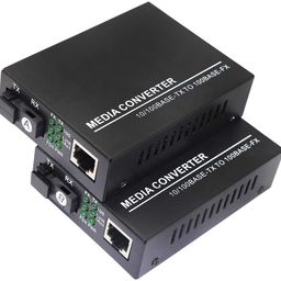 Hanutech Fast Ethernet To Fiber Media Converter, Single-Mode 10/100Base-TX to 100Base-FX, RJ45 To SC, Fiber Transceiver Up to 25KM (1 Pair) image 1