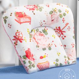 Bonfino Premium Organic Cotton U Shape Pillow Cupcake Print - Pink and White-picture-15