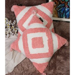 Hosta Homes Pure Cotton Hand Tufted Tessel Cushion Covers Pack of 2 - Peach-image-27