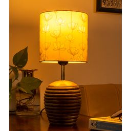 Green Girgit Stripped Brown Lamp with Mustard Flora multicolor shade-10