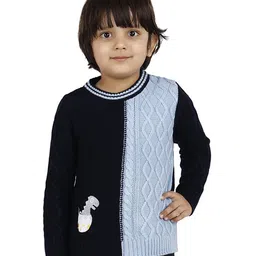 JoE Hazel Full Sleeves Baby Dinosaur & Cable Design Detailed Acrylic Pullover - Navy Blue-picture-7